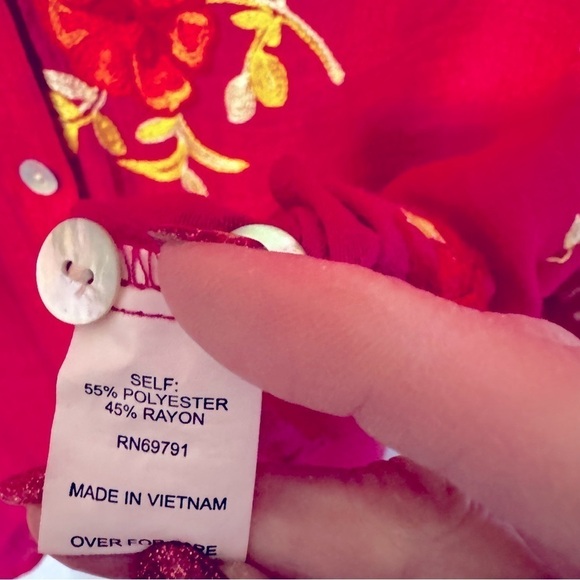 Fig And Flower Embroidered Floral V-neck Long Sleeves Semi Sheer Plus Size Top - Picture 7 of 9